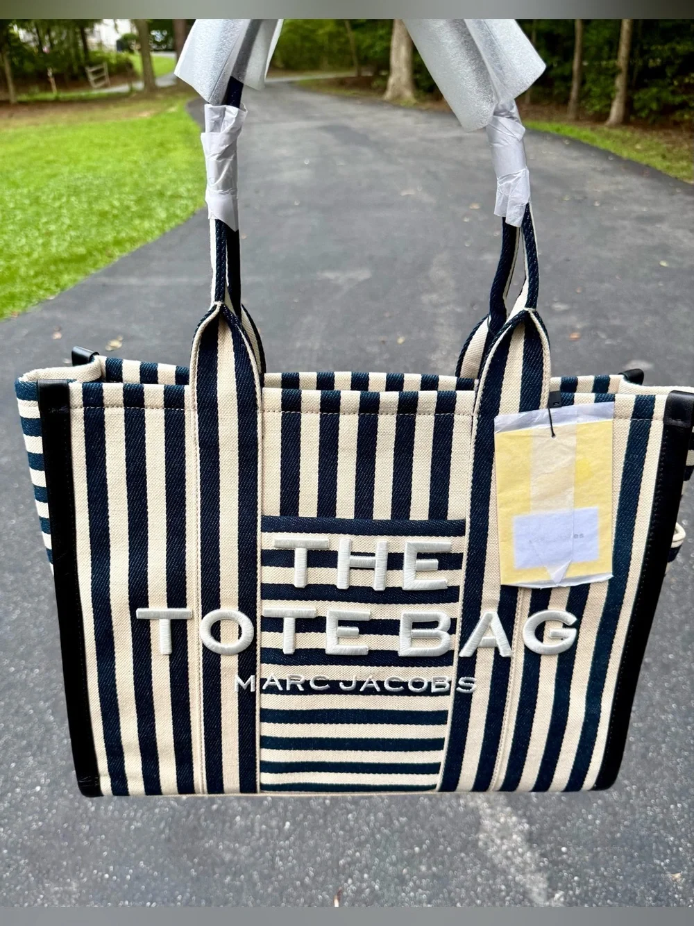 Marc Jacobs large Navy and White Striped Canvas Tote